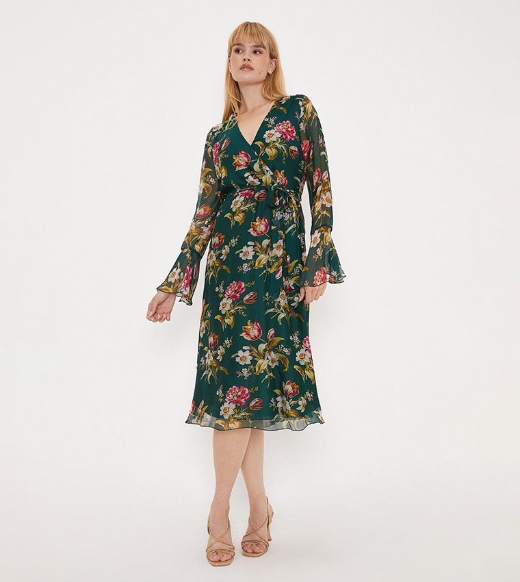 Oasis floral 2024 wrap midi dress