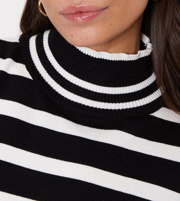 Beige Moss Rib Texture Stripe Sweater main image 1
