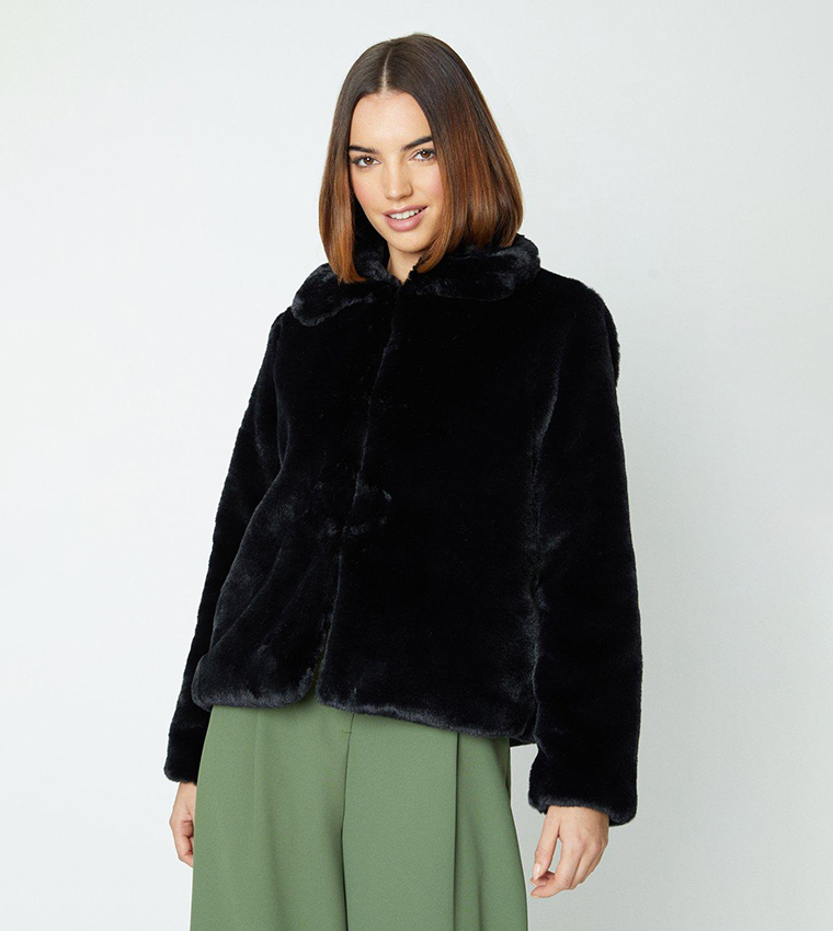 Oasis black faux fur jacket hotsell