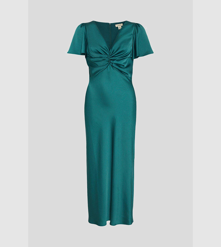 Buy Oasis Twist Front Angel Sleeves Maxi Dress In Emerald