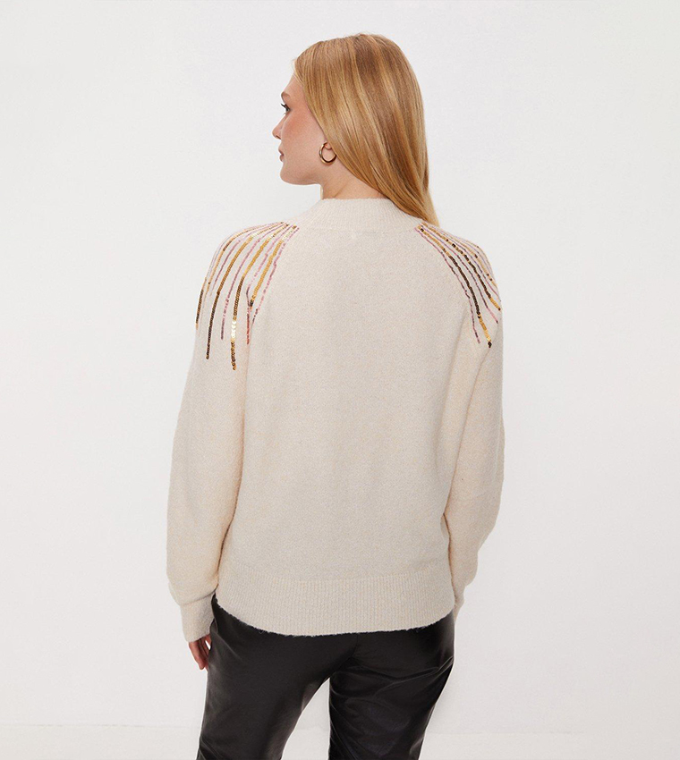 Buy Oasis Sequin Yoke Long Sleeves Sweater In White 6thStreet UAE