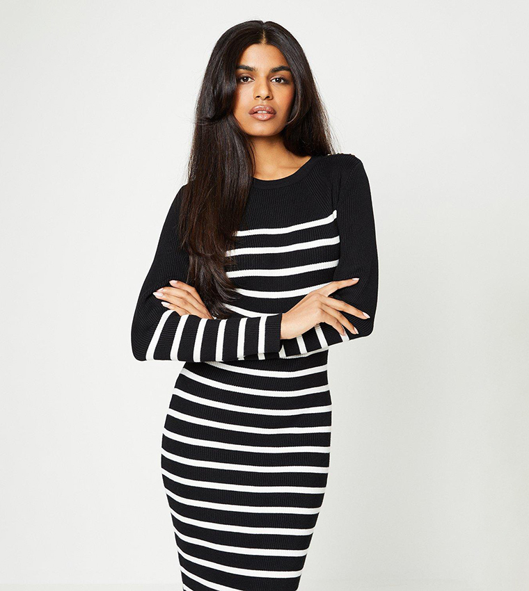 Oasis stripe button outlet midi dress