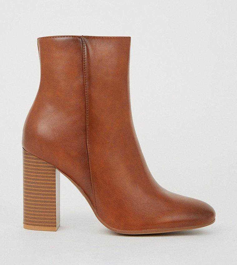 Round Toe Stacked Heel Ankle Boots