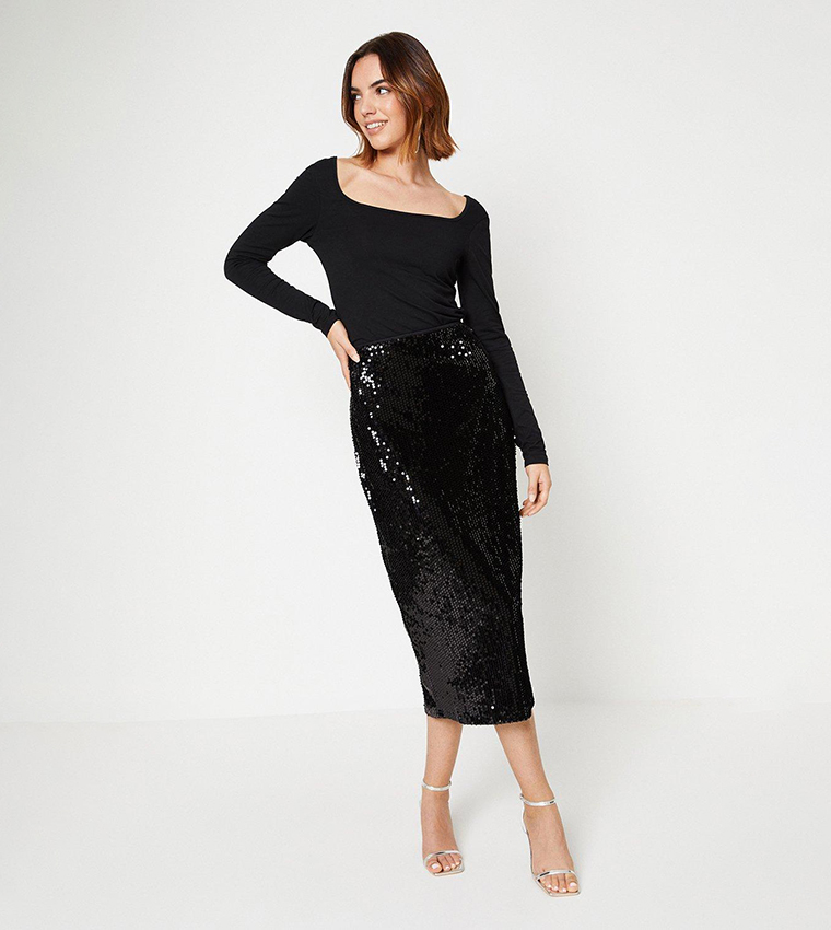 Oasis sequin outlet velvet skirt