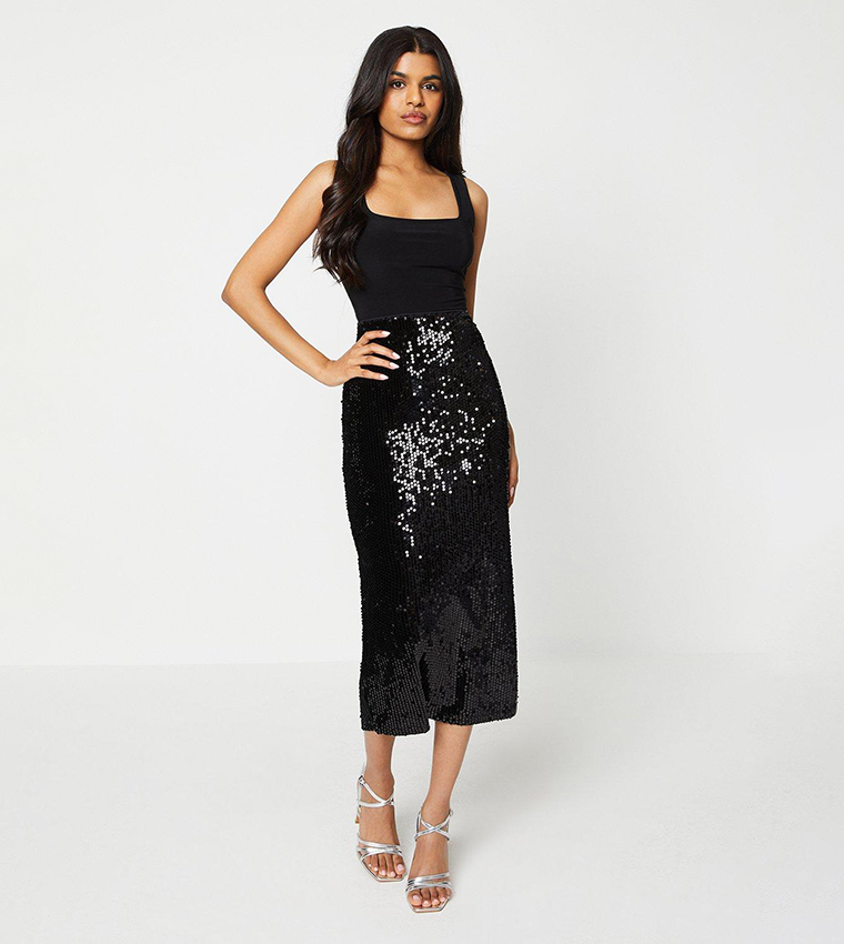 Oasis black sale velvet skirt