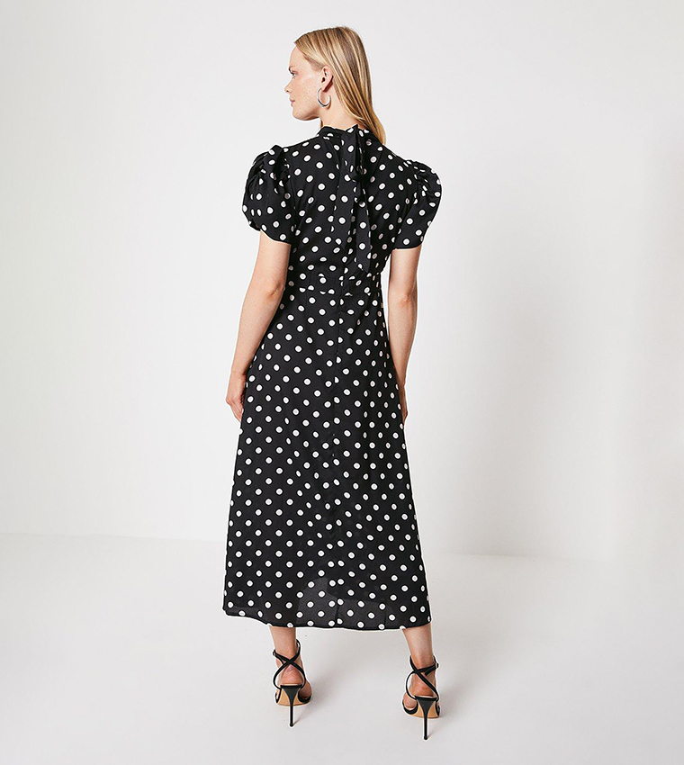 Oasis fashion black polka dot dress