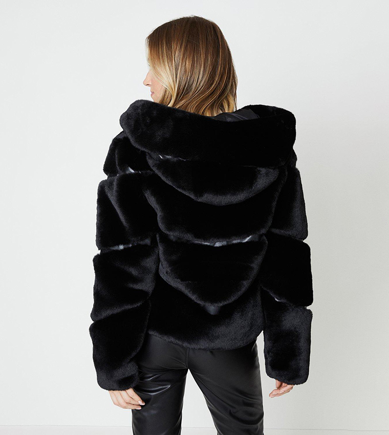 Oasis twist faux on sale fur coat black