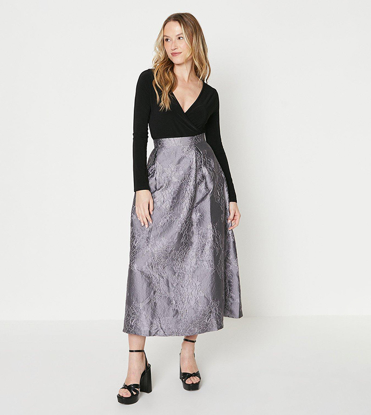 Oasis button jacquard outlet skirt