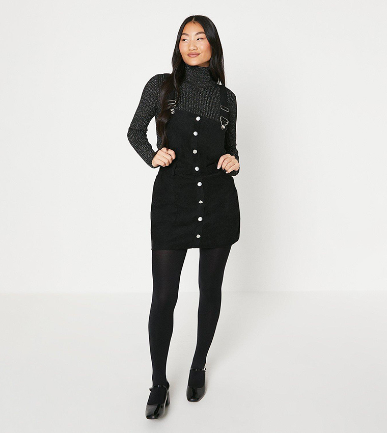 Buy Oasis Petite Cord Dungaree Mini Dress In Black 6thStreet Oman