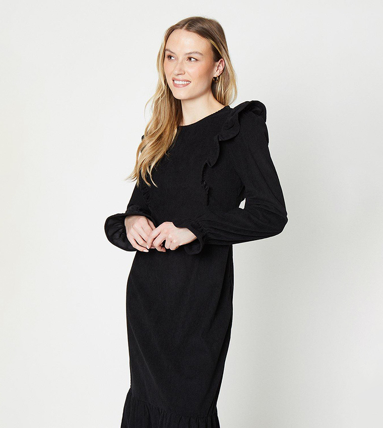 Oasis black 2025 tiered midi dress