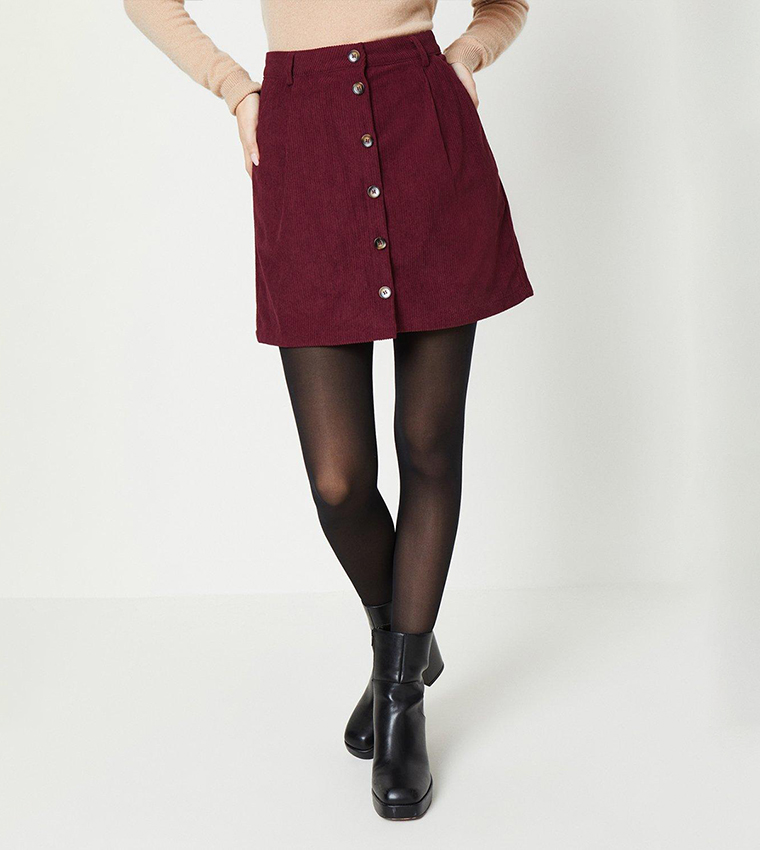 cord skirt berry