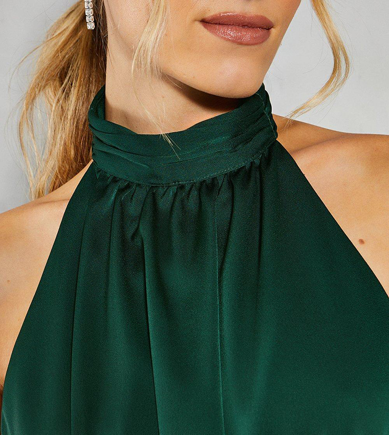 Satin Halter Bias Cut Maxi Dress