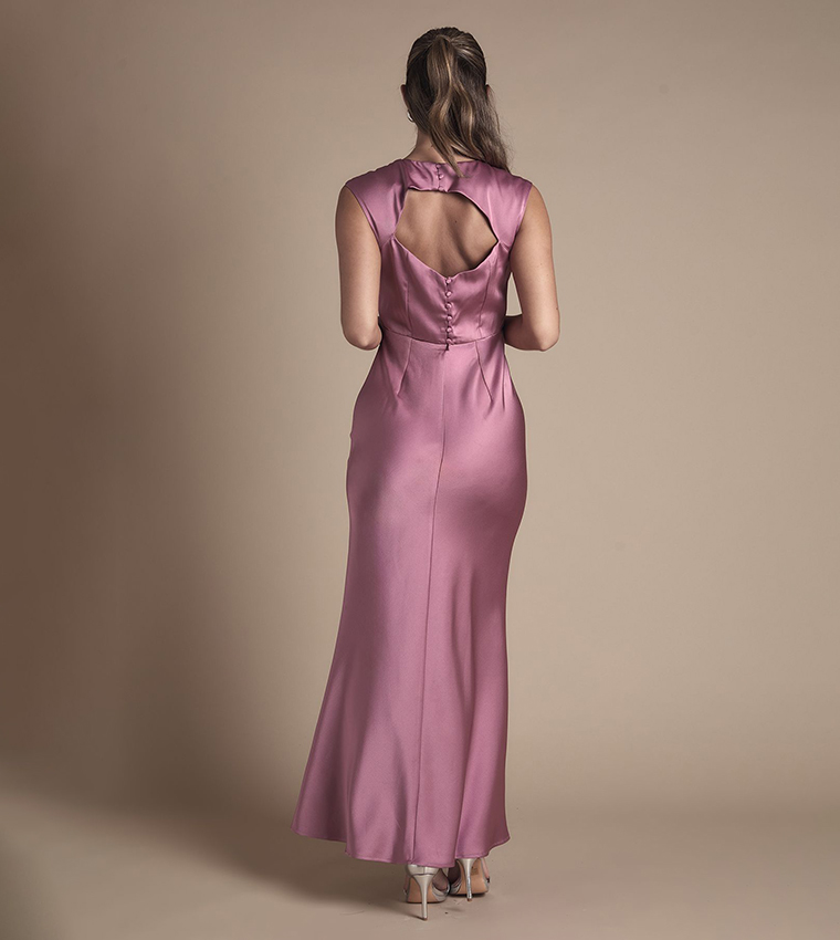 Satin Open Back Detail Maxi Bridesmaid Dress