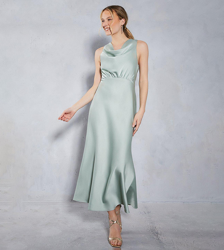 Buy Oasis Satin Cross Back Bias Cut Maxi Dress In Sage 6thStreet Kuwait