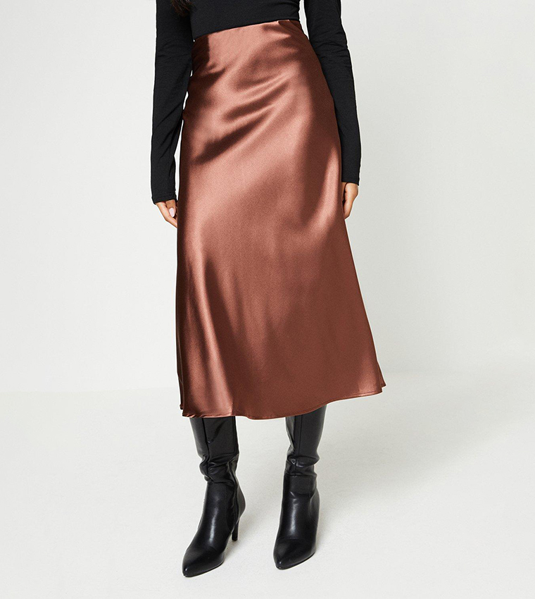 Oasis brown 2025 leather pencil skirt