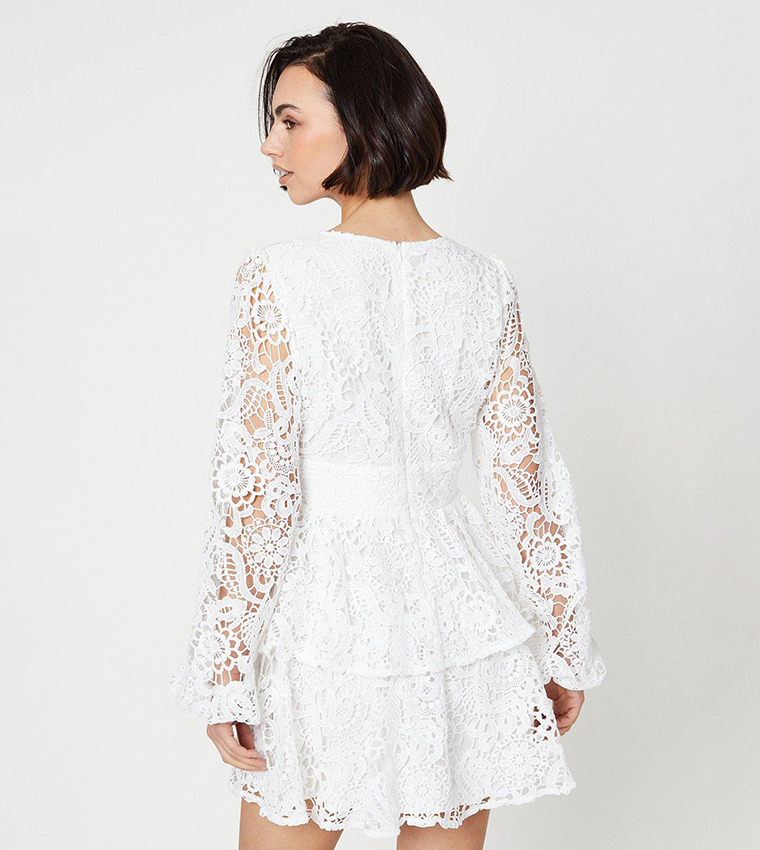 Lace tiered mini dress sales