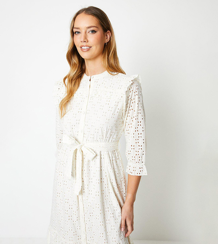 knee length dresses for ladies Create Your Signature Look with Layered V Neck Button Midi Dress Oasis main image 0