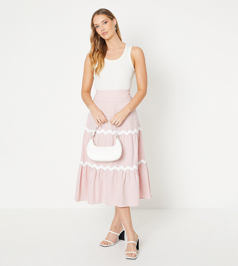 Oasis pink 2025 denim ruffle skirt