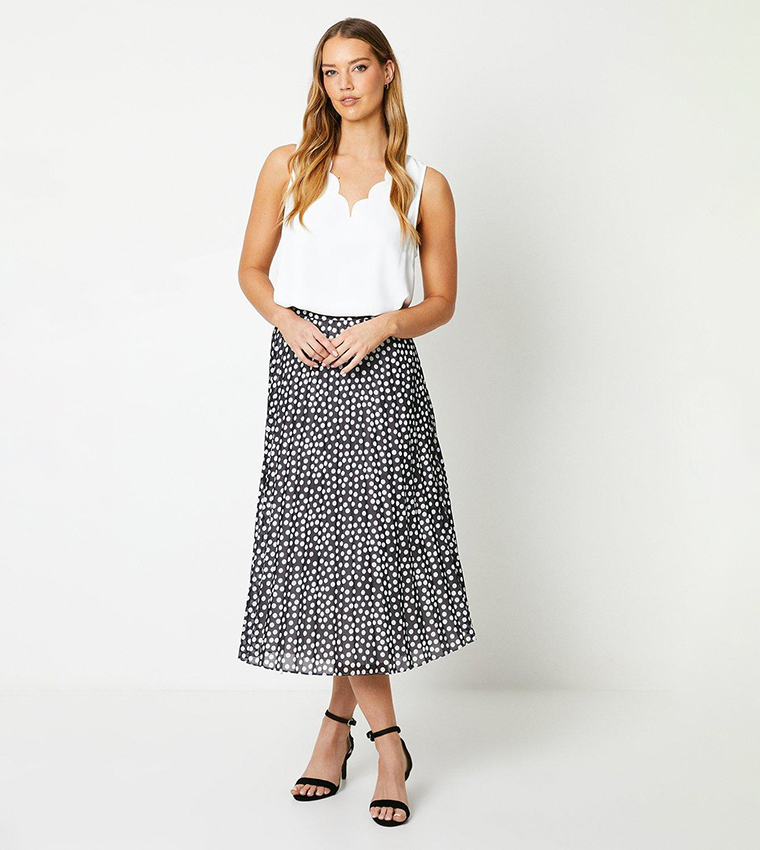 Buy Oasis Polka Dot Printed Midi Skirt In White 6thStreet Qatar