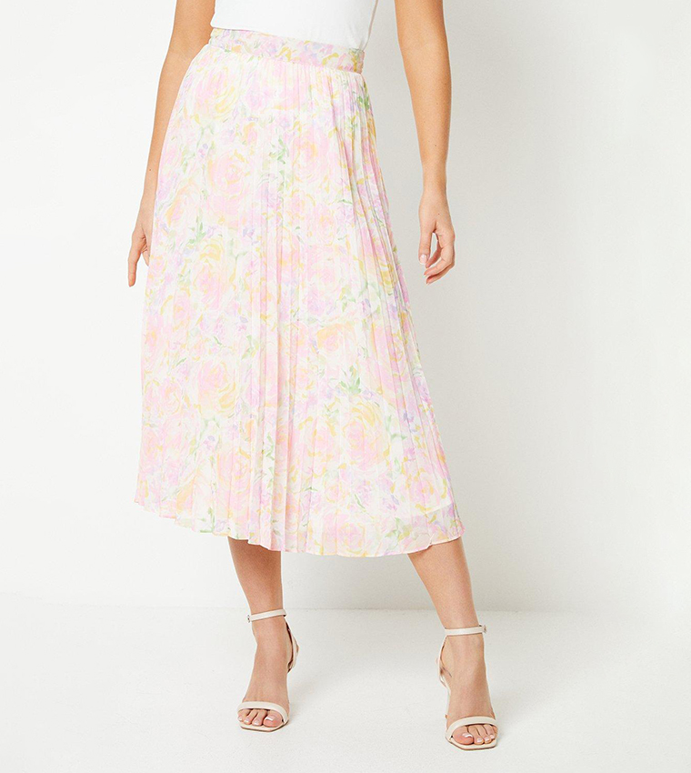 Oasis pink pleated skirt hotsell