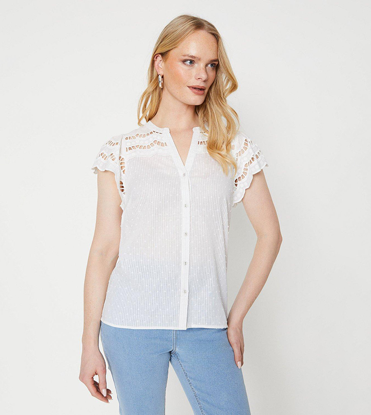 Buy Oasis Dobby Textured Top In White 6thStreet UAE