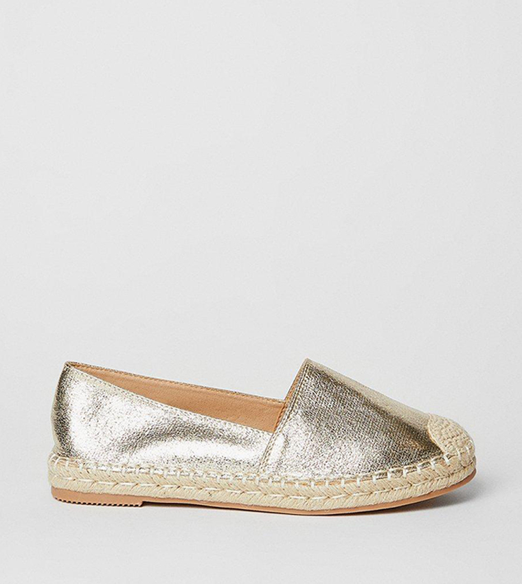 Buy Oasis Outlet Blakely Closed Toe Metallic Espadrille Flat Shoes In Gold 6thStreet UAE