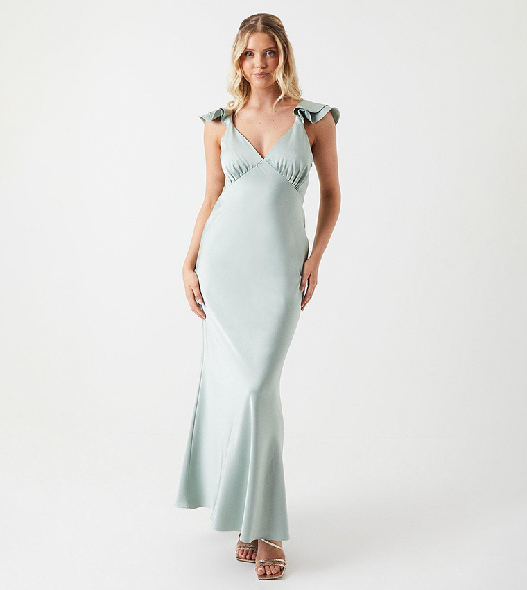 Oasis ruffle satin maxi dress best sale