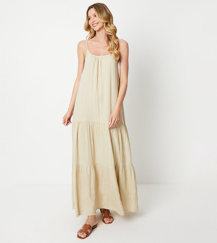 Buy Oasis Strappy Tiered Trapeze Maxi Dress In Beige 6thStreet Saudi Arabia