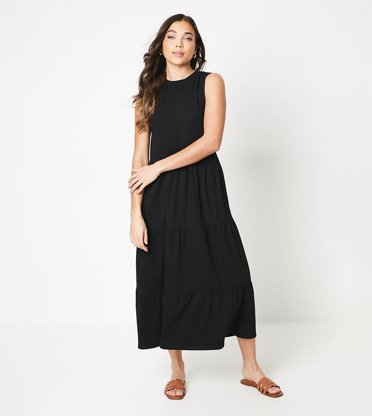 Oasis shops black tiered midi dress