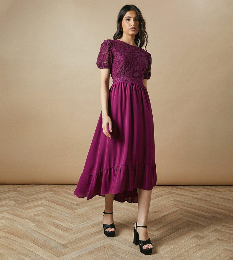 knee length dresses for ladies Daria Draped Chiffon Maxi Dress / Light Lilac | Meshki main image 1