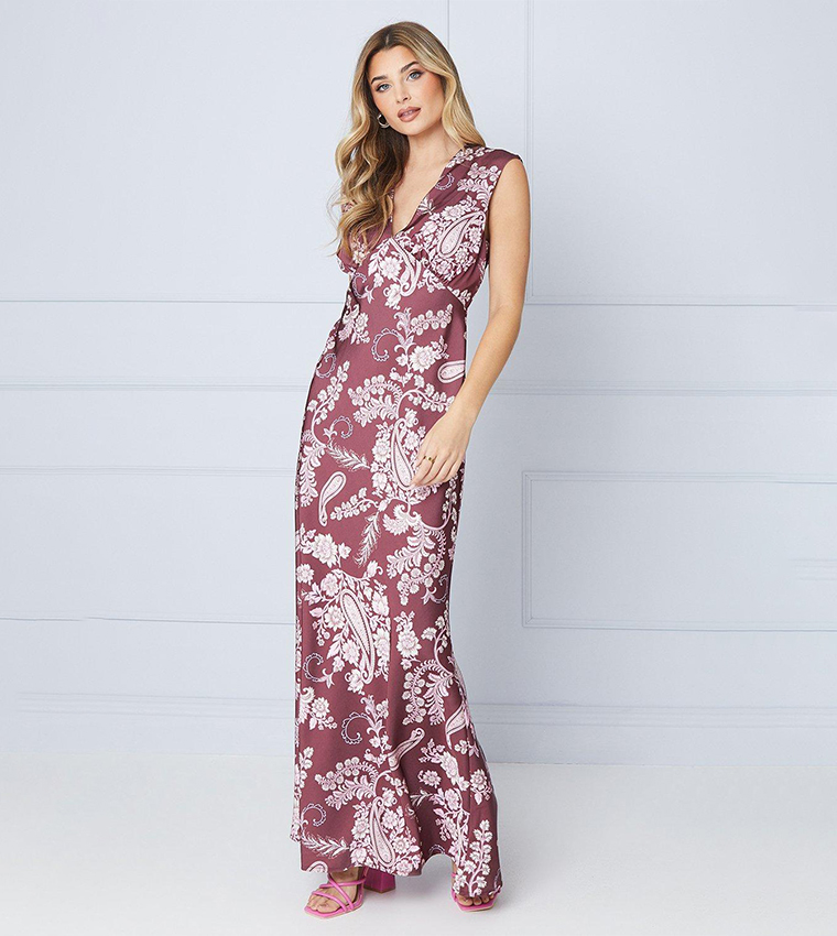 Buy Oasis Printed Satin Open Back Maxi Dress In Multiple Colors 6thStreet Kuwait
