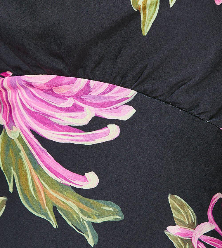 Petite Floral Print Satin Midaxi Dress