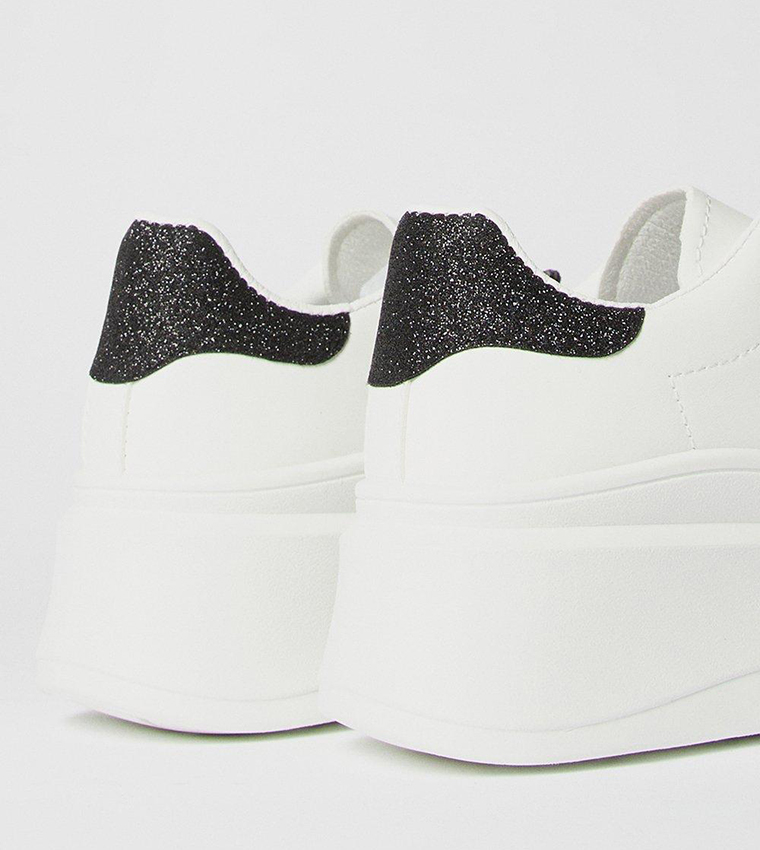Buy Oasis Killarney Glitter Lace Up Platform Sneakers In White ...