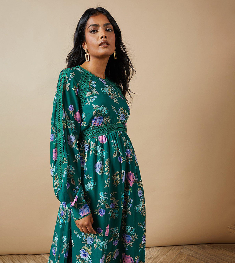 【新品タグ付き】Tostalgic Clothing floral dress Let's Go Dancing Floral Midi Dress- Peach & Orchid