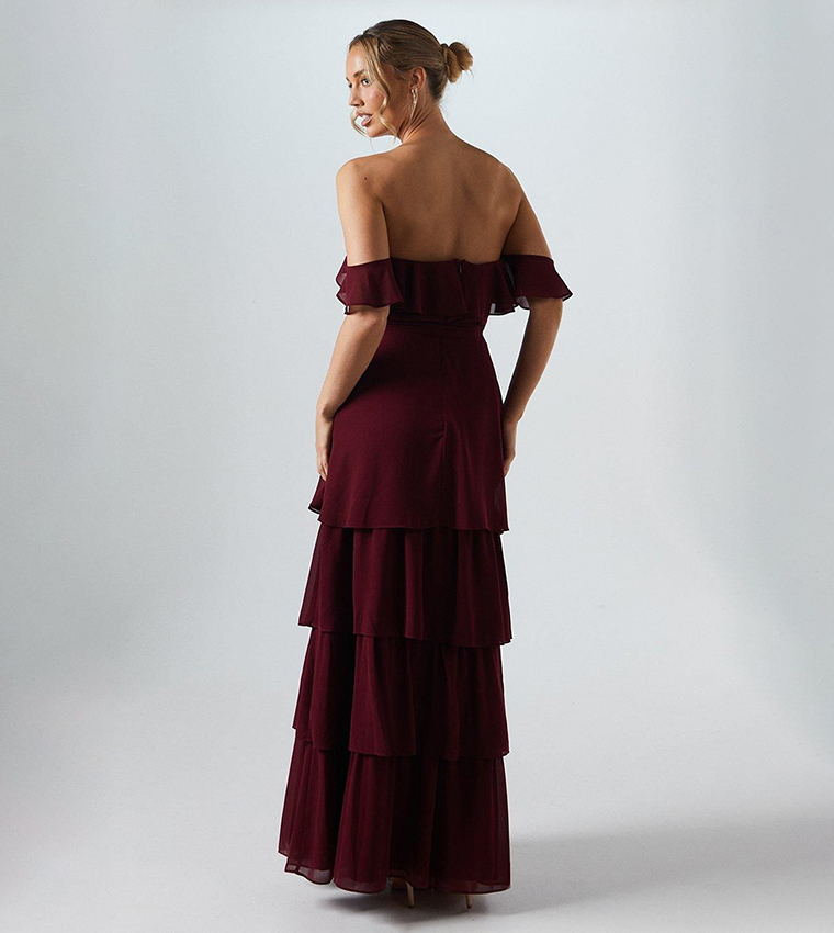 strapless open back dress 1980s Scaasi Classic Red Off Shoulder Day to Night Dress
