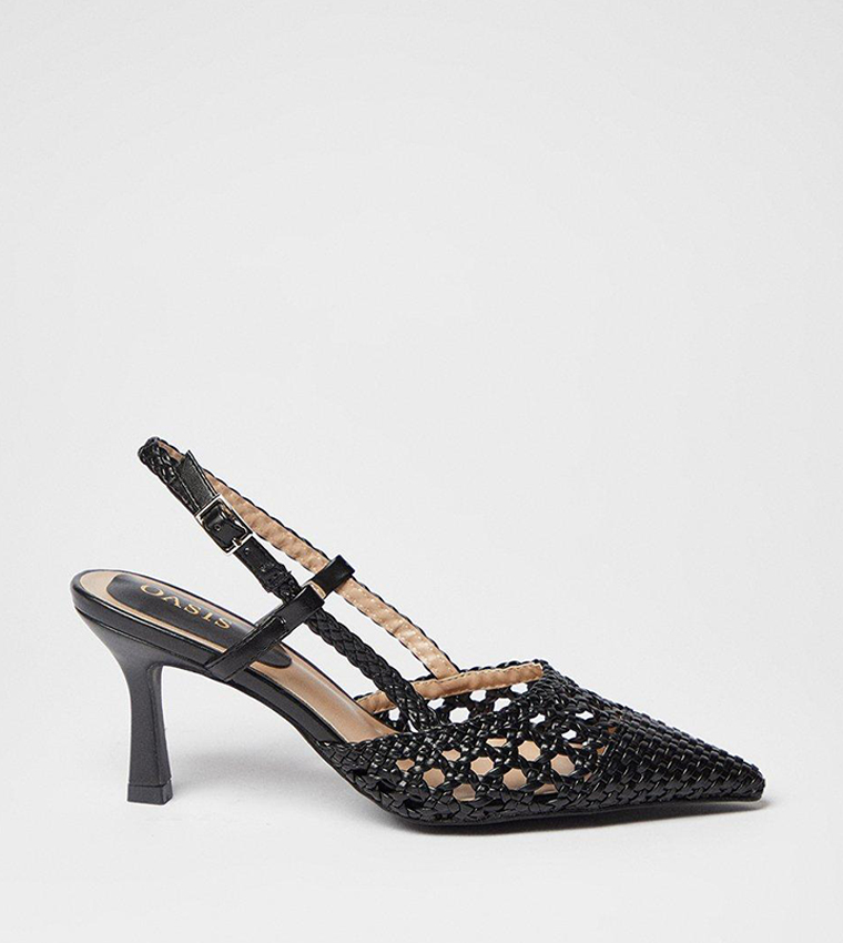 Buy Oasis Outlet Vivienne Woven Detail Slingback Kitten Heel Pumps