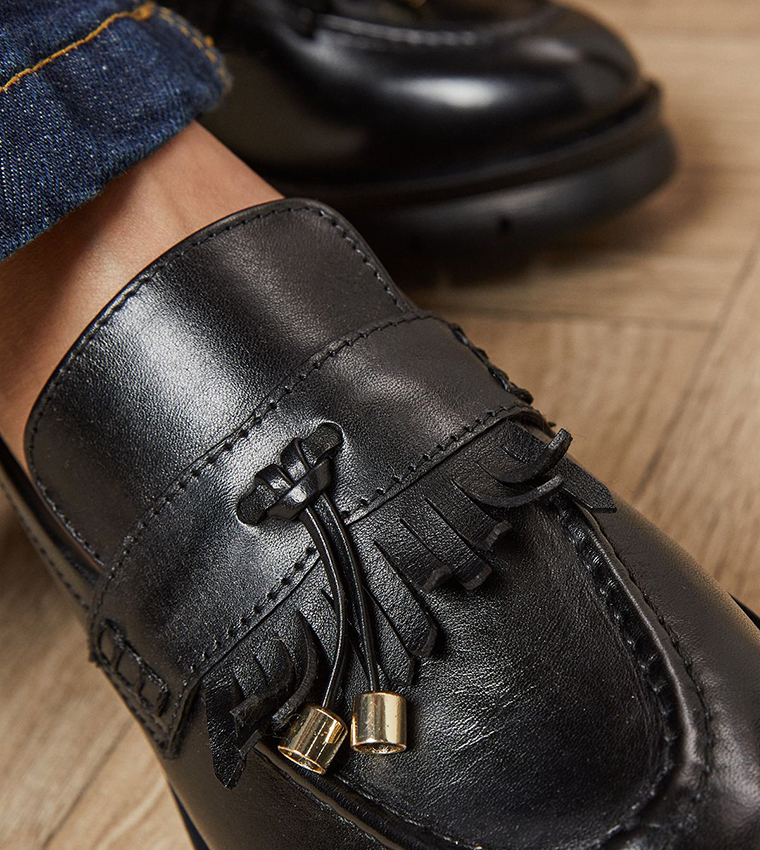 Leather Brooke Tassel Detail Chunky Loafers
