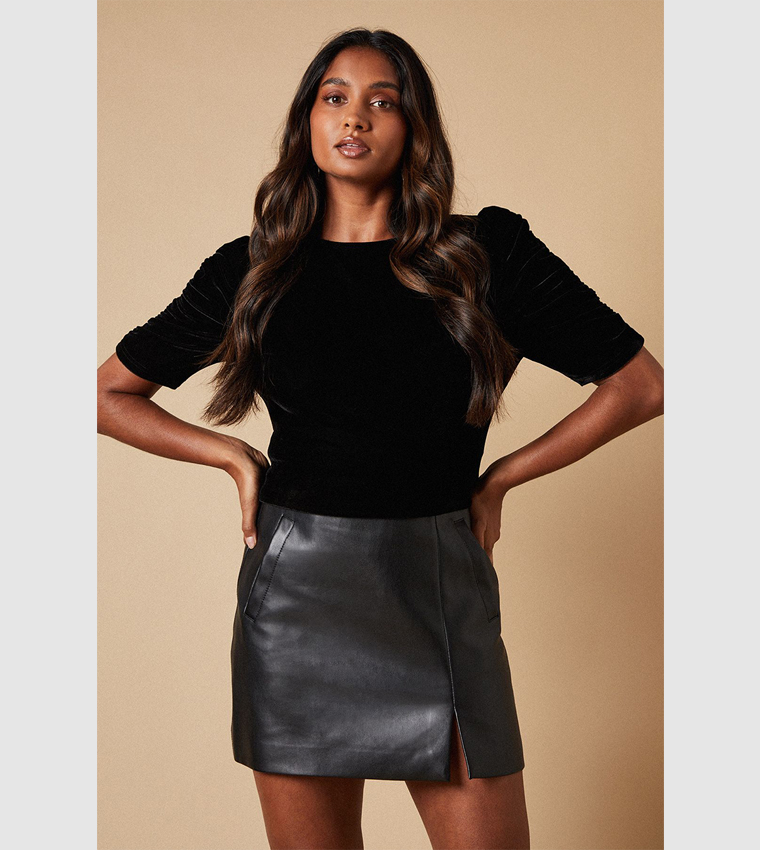 Velvet Puff Sleeves Top