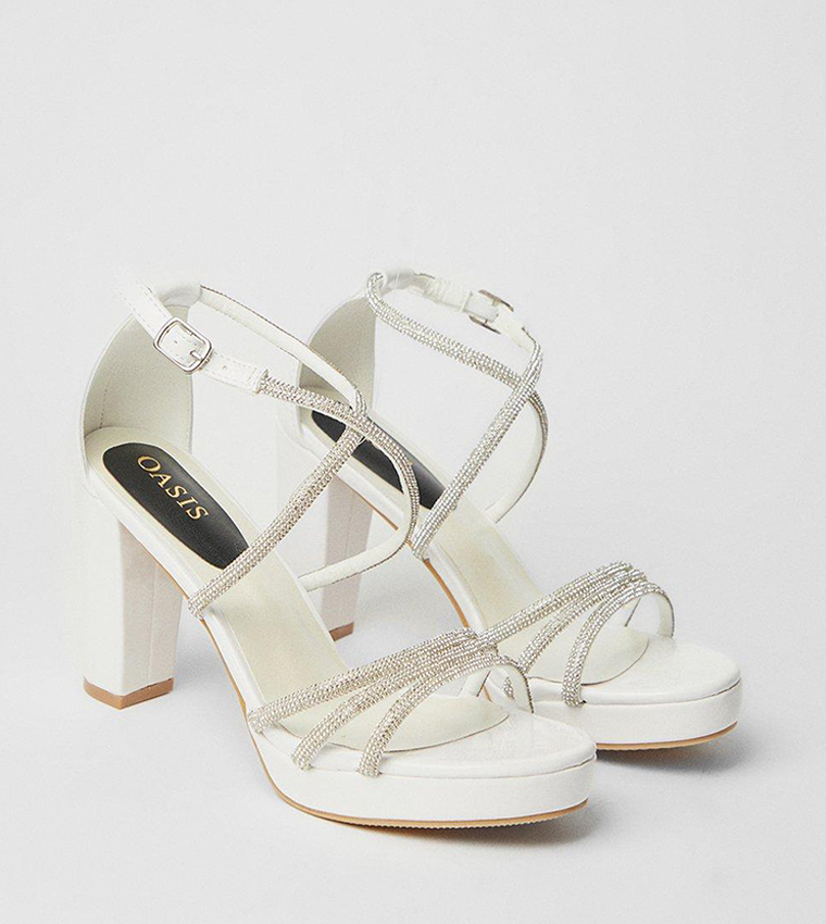 Buy Oasis Bridal Soraya Diamante Platform Heel Sandals In White