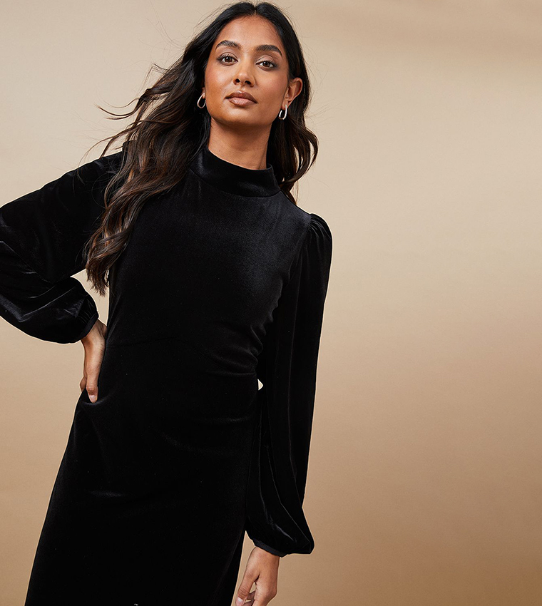 Velvet High Neck Maxi Dress