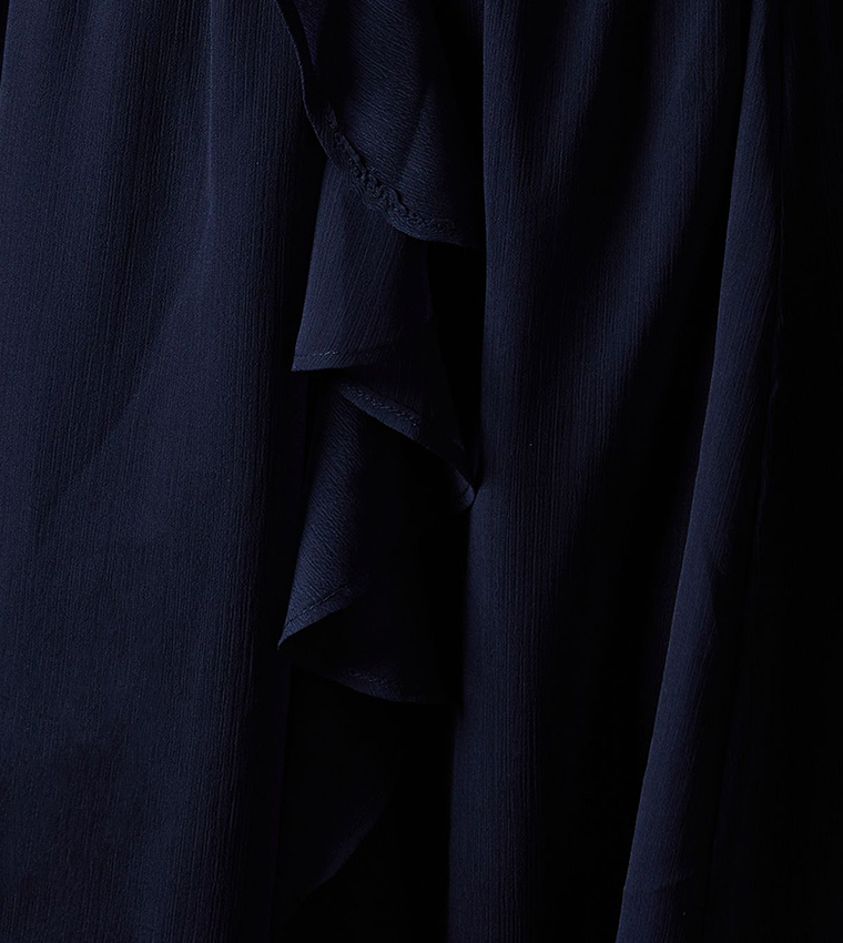 Ruffle Detail V-Neck Maxi Dress