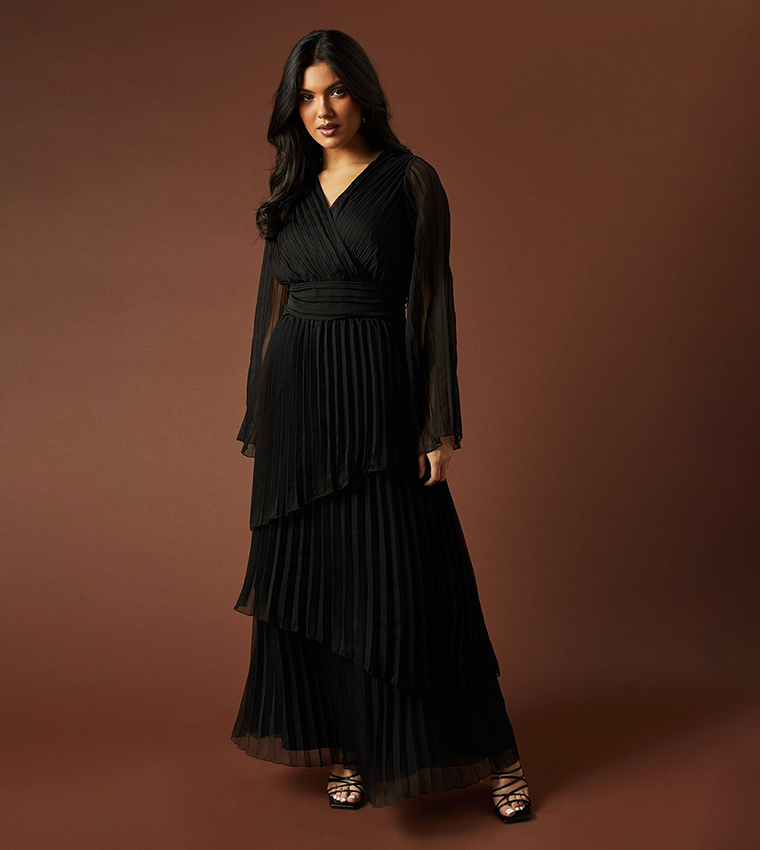 oasis pleated dress Navy Oasis Petite Occasion Kimono Sleeve Pleated Midi Dress