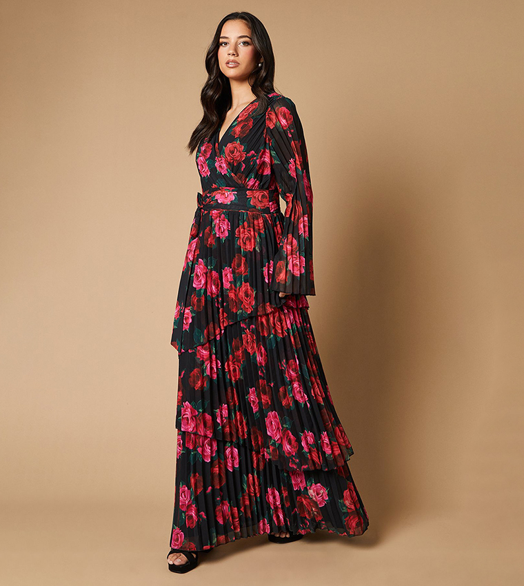open lace back dress Find Your Oasis Floral Maxi Dress