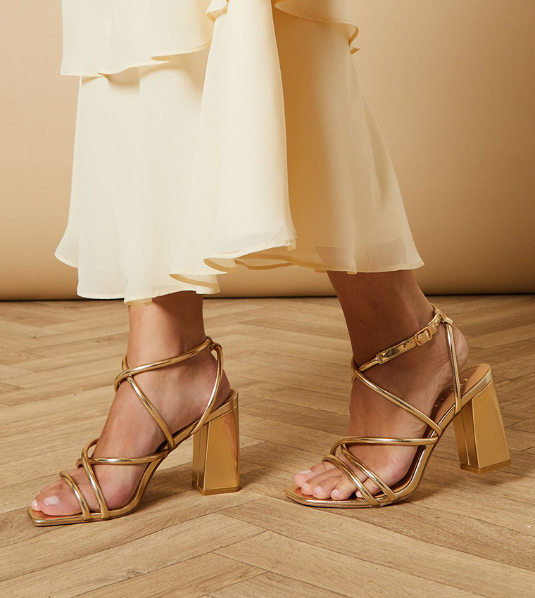 Molly Faux Leather Strappy Block Heel Sandals