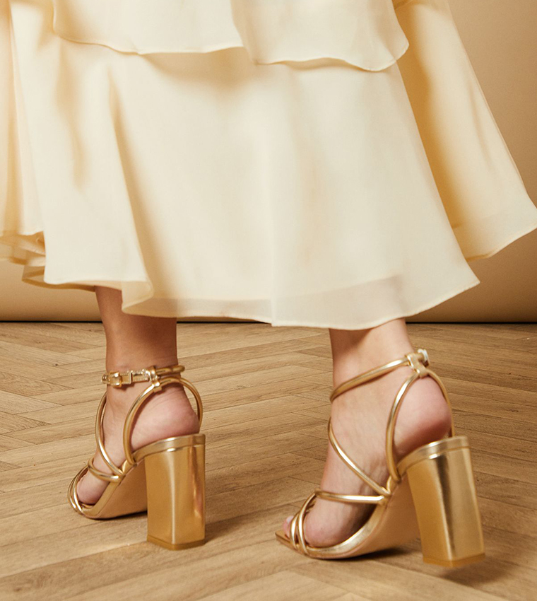Molly Faux Leather Strappy Block Heel Sandals