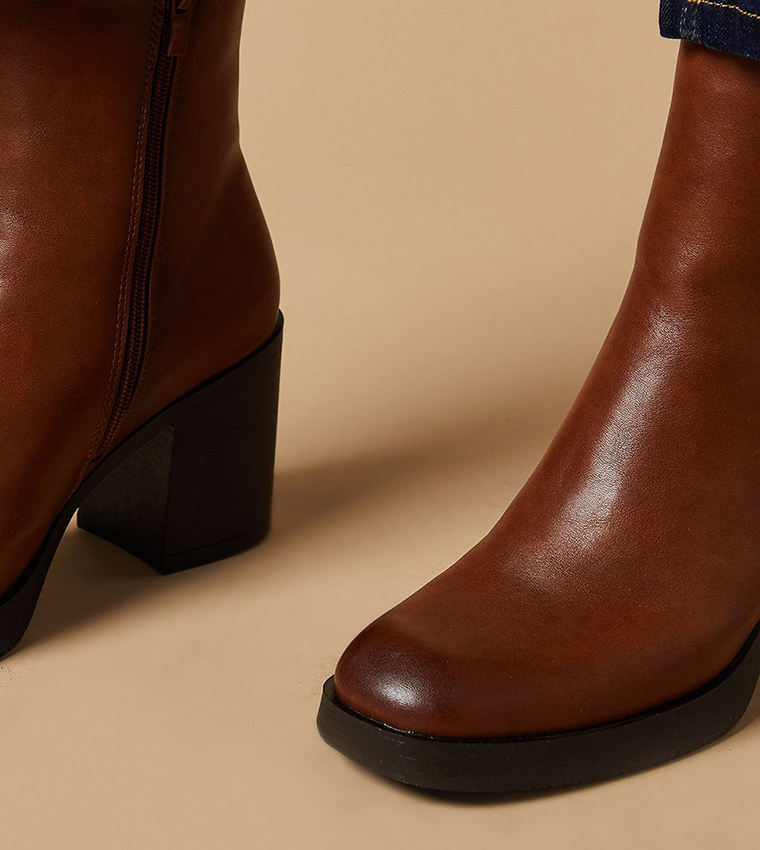 Mara Block Heel Platform Ankle Boots