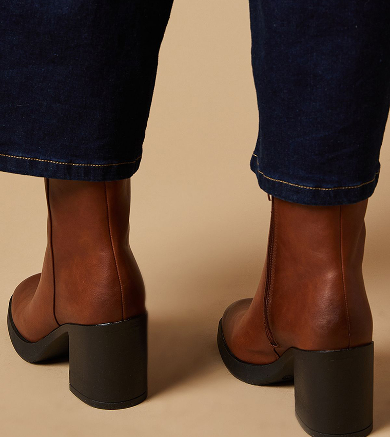 Mara Block Heel Platform Ankle Boots