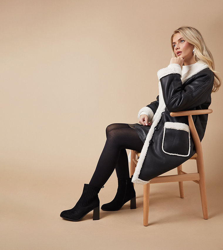 Maria Faux Suede High Block Heel Chelsea Boots