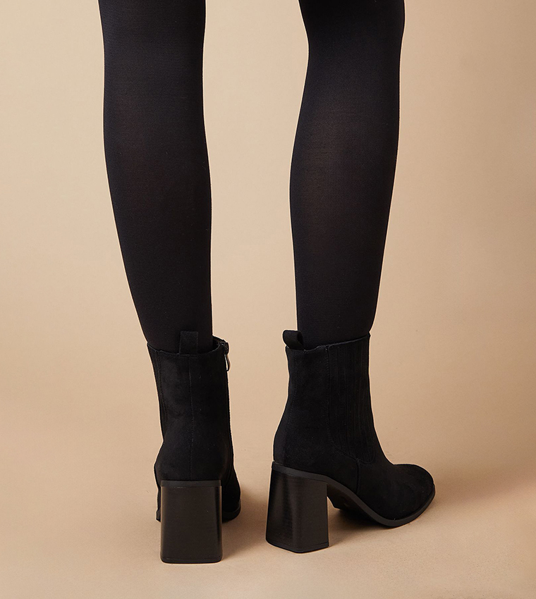 Maria Faux Suede High Block Heel Chelsea Boots