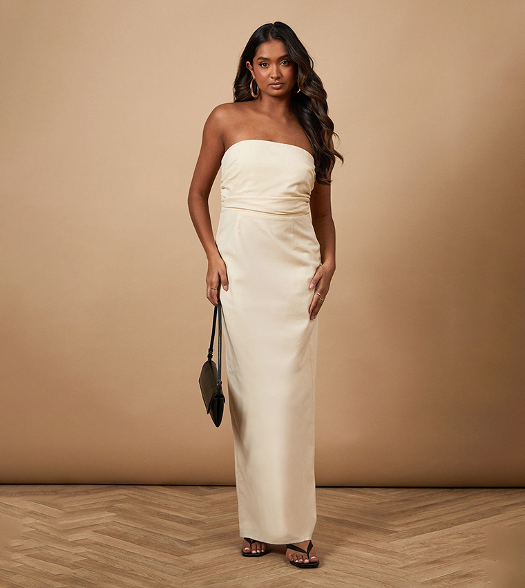 Solid Strapless Maxi Dress